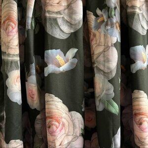 Charlotte Russe Black Floral Midi Skater Skirt SZ M BNWT